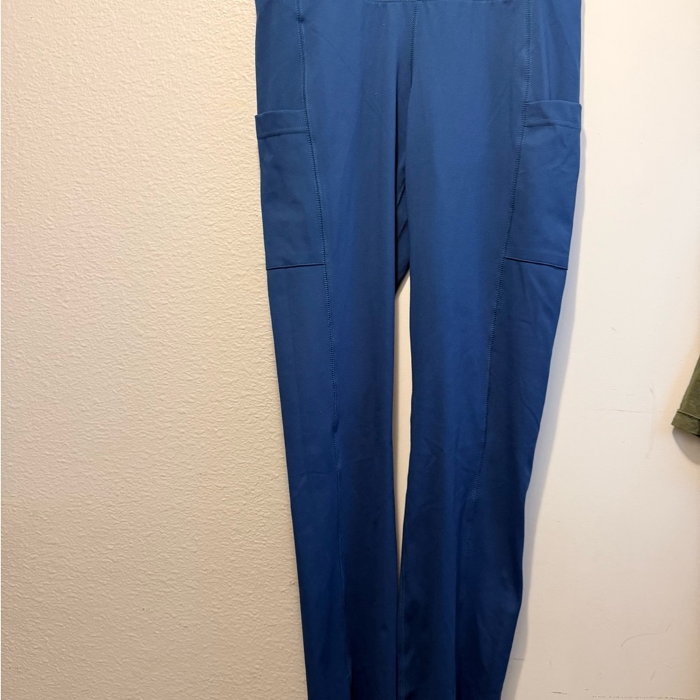 Blue Straight-Leg Scrub Pants